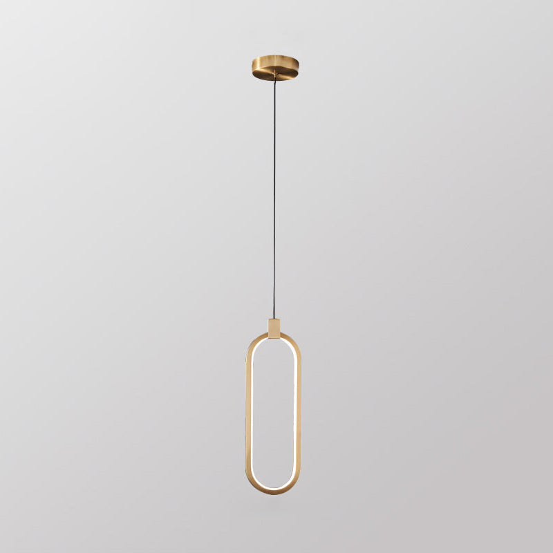 Oval Suspended Lighting Fixture Minimalist Style LED Metal Pendant Light Kit for Bedroom