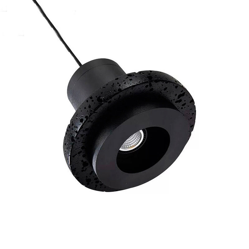 Nordic Shaded Pendant Ceiling Light Stone Bedroom Hanging Light Fixture in Black