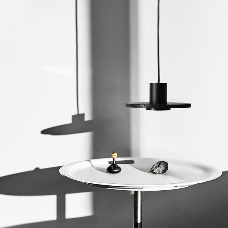 Cylindre de pierre suspendu au plafond Light Minimaliste de style noir d'éclairage en suspension