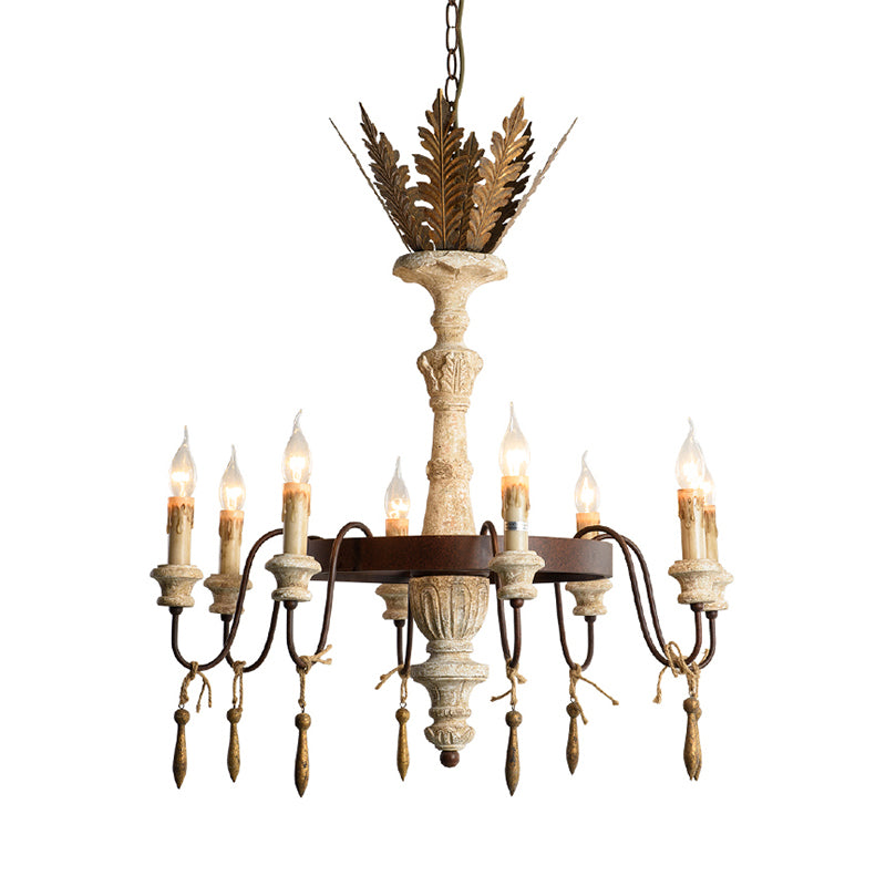 8 ampoules Spur Plafond lustre pour lustre traditionnel Métal d'éclairage en suspension en rouille