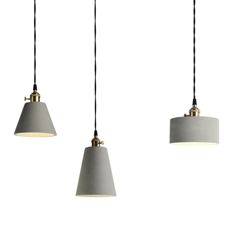 Shaded Cement Ceiling Suspension Lamp Modern Style Grey Pendant Lighting Fixture