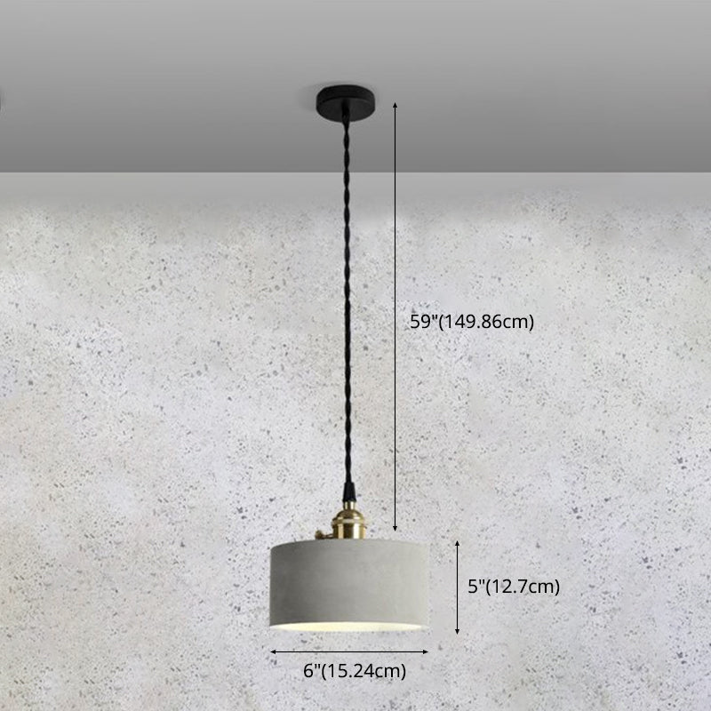 Shaded Cement Ceiling Suspension Lamp Modern Style Grey Pendant Lighting Fixture