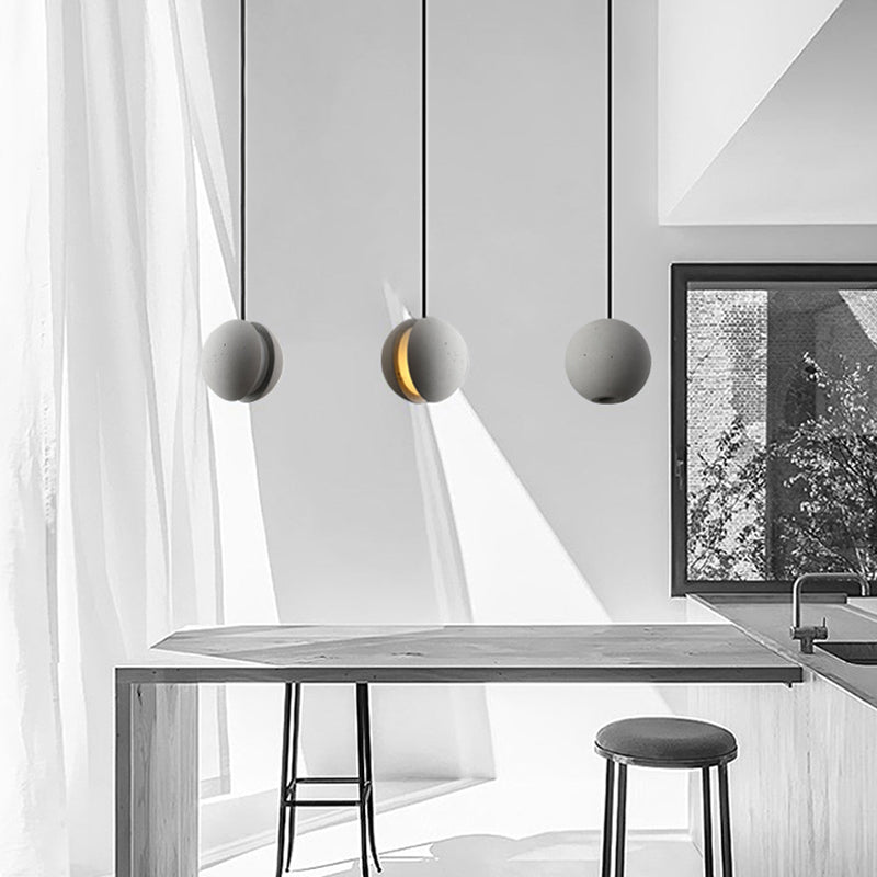 Funzione illuminazione a sospensione sferica Stile Nordico Cemento Grigio Servitore a sospensione Luce del soffitto