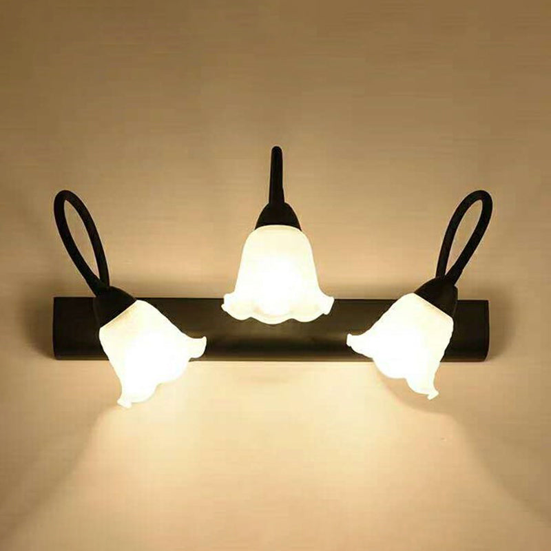 Traditional Simplicity Flower Vanity Sconce Lights Milk Glass Wall Mount Light Fixture