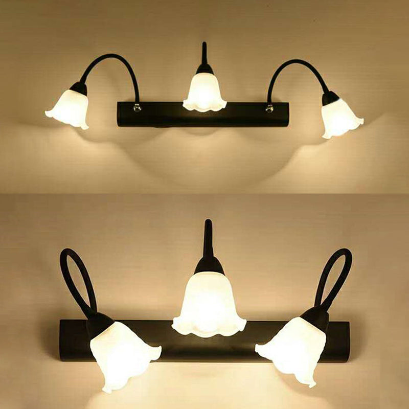 Traditional Simplicity Flower Vanity Sconce Lights Milk Glass Wall Mount Light Fixture