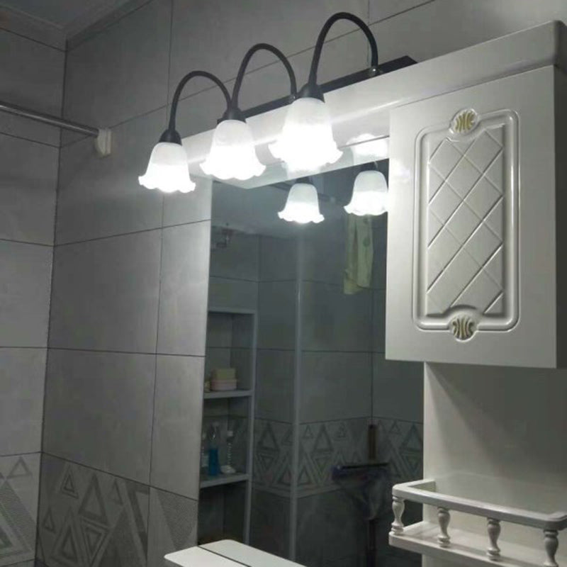 Traditional Simplicity Flower Vanity Sconce Lights Milk Glass Wall Mount Light Fixture