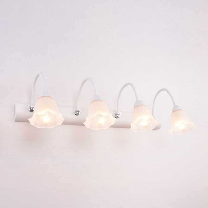 Traditional Simplicity Flower Vanity Sconce Lights Milk Glass Wall Mount Light Fixture