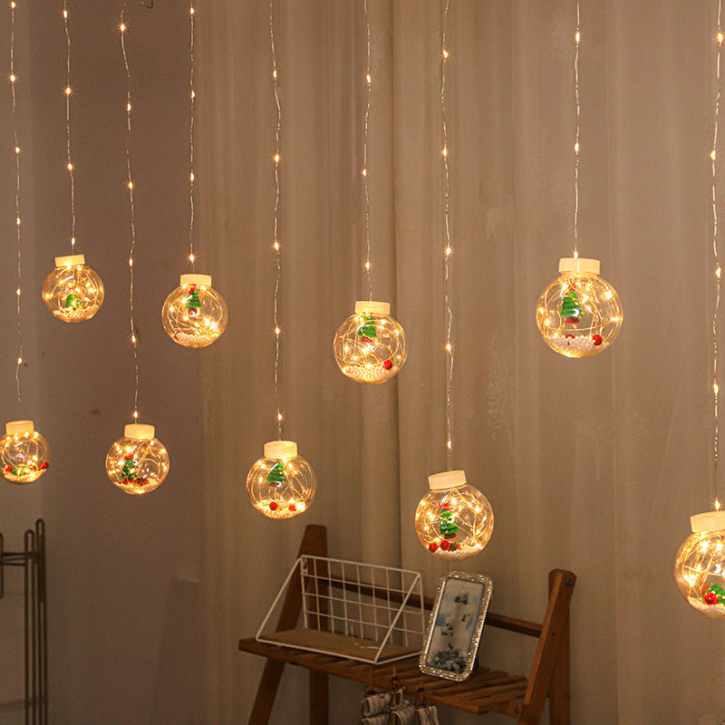Nordic Wishing Ball String Lamp Plastic 12-Lights Indoor Curtain Lights in Clear