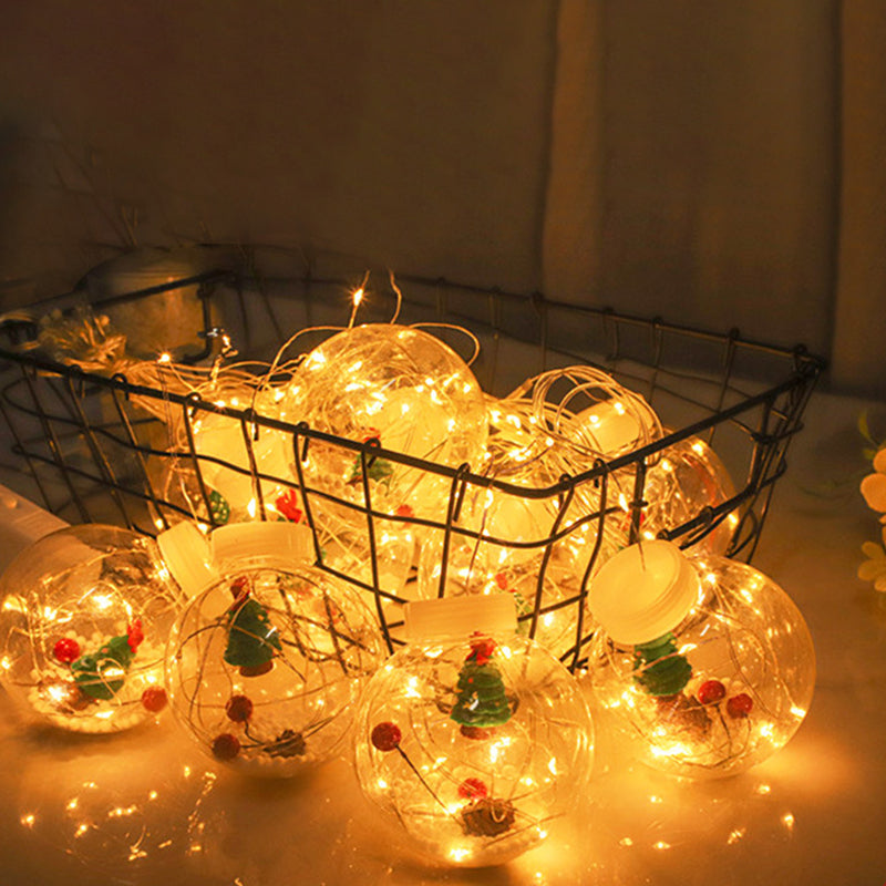 Nordic Wishing Ball String Lamp Plastic 12-Lights Indoor Curtain Lights in Clear