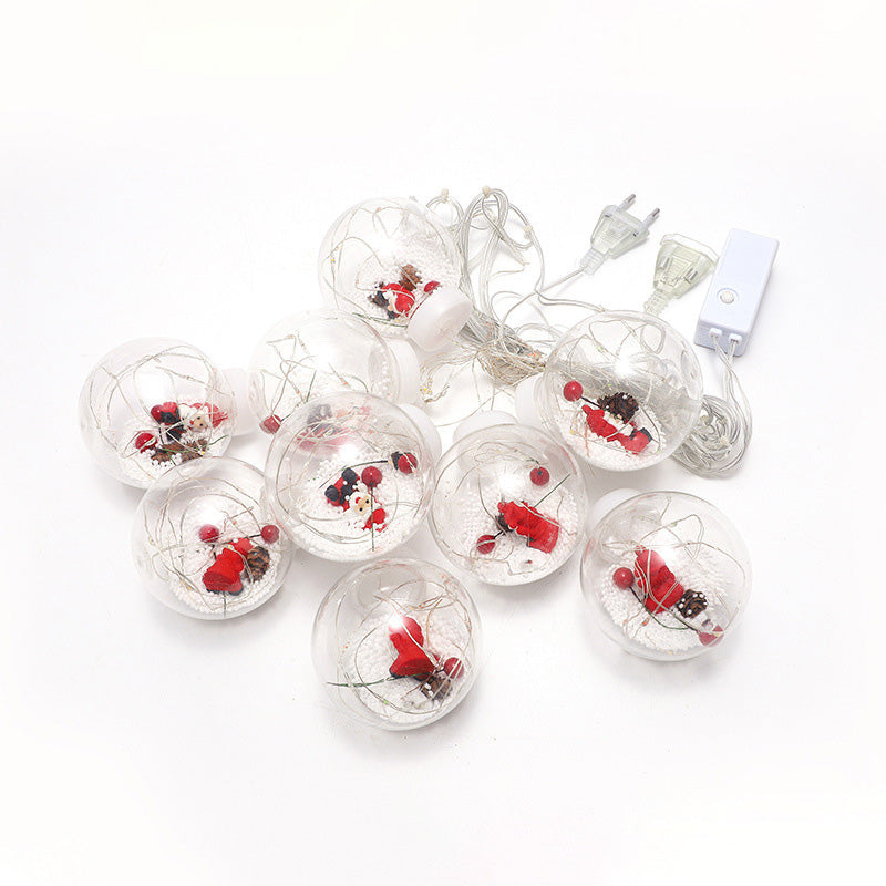 Nordic Wishing Ball String Lamp Plastic 12-Lights Indoor Curtain Lights in Clear