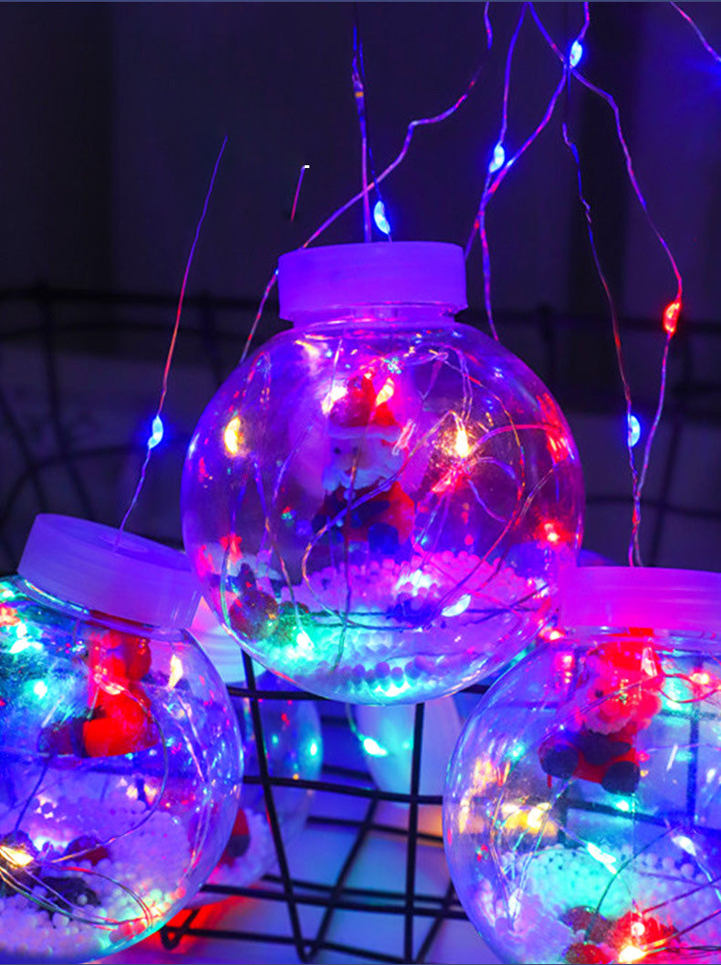 Nordic Wishing Ball String Lamp Plastic 12-Lights Indoor Curtain Lights in Clear