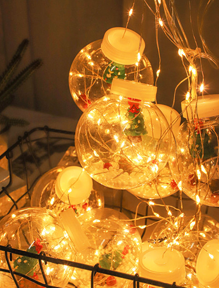 Nordic Wishing Ball String Lamp Plastic 12-Lights Indoor Curtain Lights in Clear