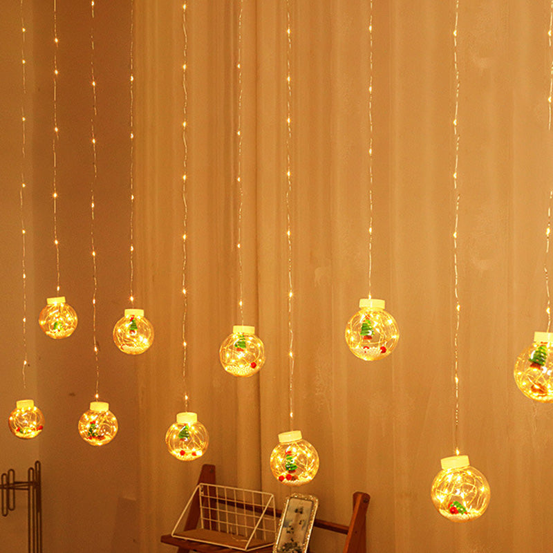 Nordic Wishing Ball String Lamp Plastic 12-Lights Indoor Curtain Lights in Clear