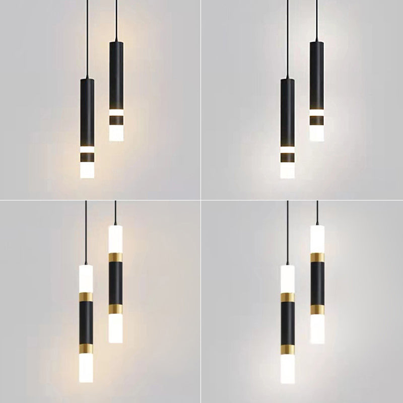 Luce a sospensione a sospensione in metallo cilindrico Light a ciondolo a LED moderno per camera da letto