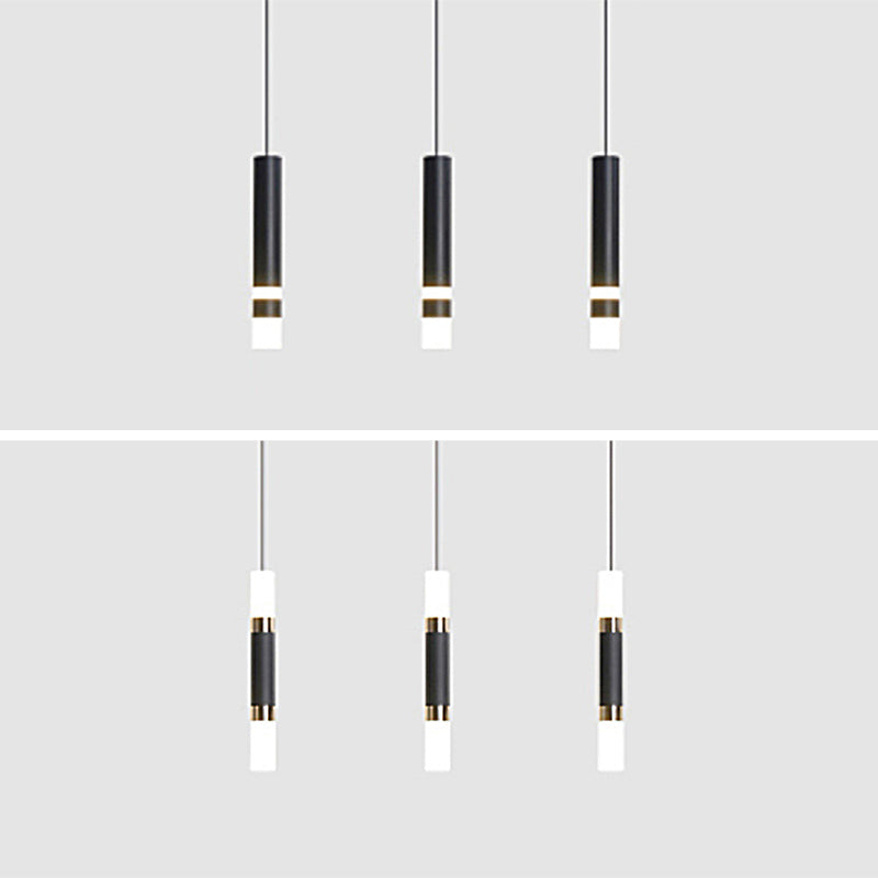 Luce a sospensione a sospensione in metallo cilindrico Light a ciondolo a LED moderno per camera da letto