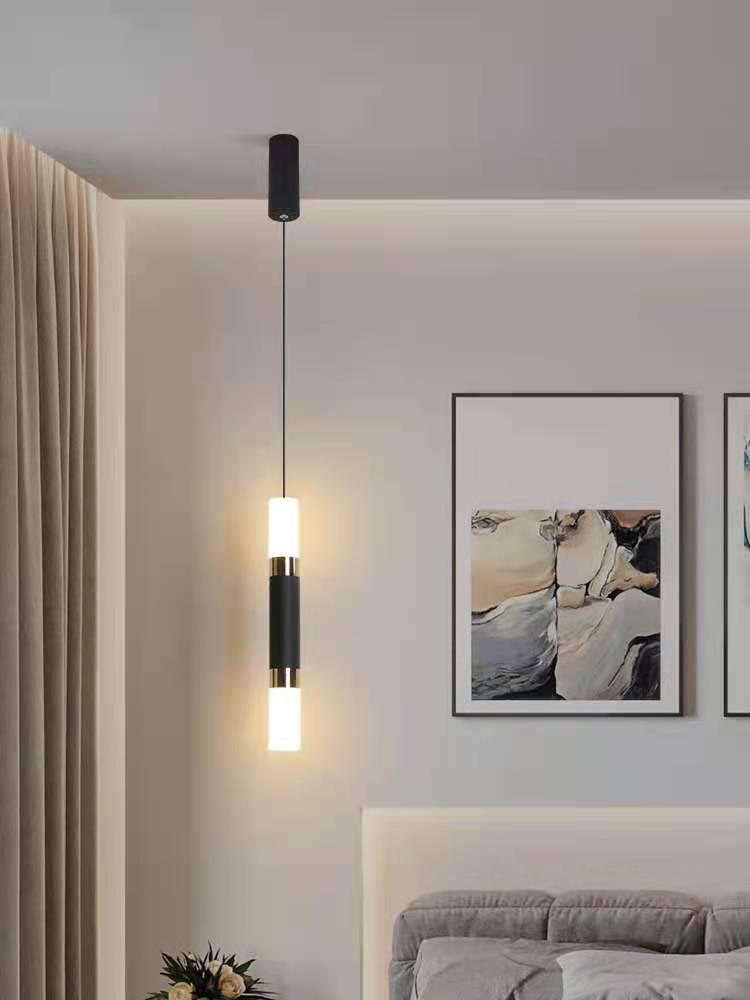 Luce a sospensione a sospensione in metallo cilindrico Light a ciondolo a LED moderno per camera da letto