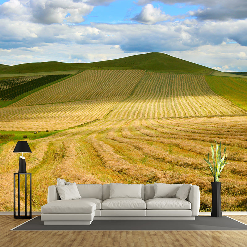 Soft Color Wheat Field Mural Wallpaper Decal Customized Modern Wall Covering for Bedroom