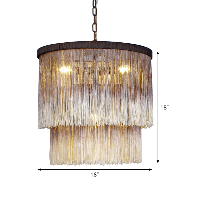 Tessuto di lampadario cilindrico minimalista in sospeso 4 lampada a sospensione in marrone per camera da letto