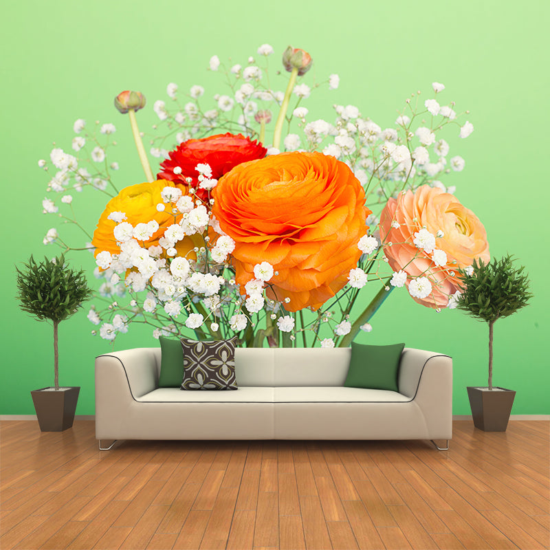Flowers in Vase Mural Wall Decor Mildew Resistant Living Room Wall Mural Wall Art