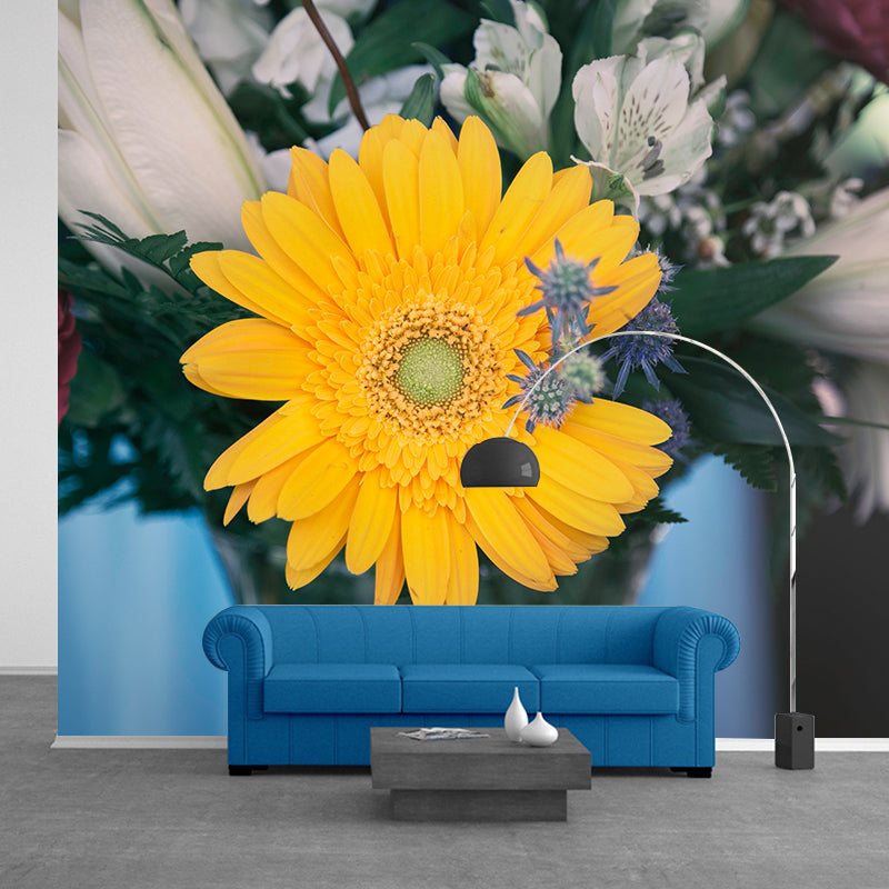 Flowers and Vase Wallpaper Mural Decal Customized Modern Wall Covering for Bedroom