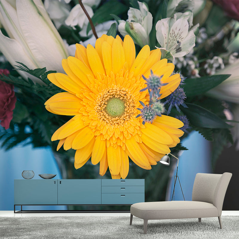 Flowers and Vase Wallpaper Mural Decal Customized Modern Wall Covering for Bedroom