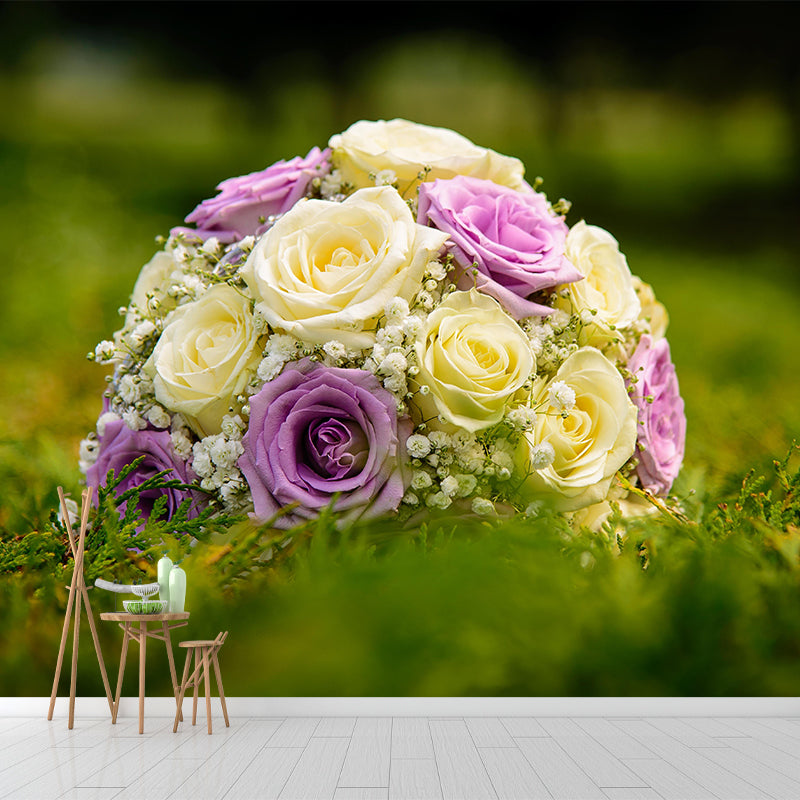 Customized Holding Flowers Mural Decal Eco-friendly Wallpaper for Living Room Wall Art