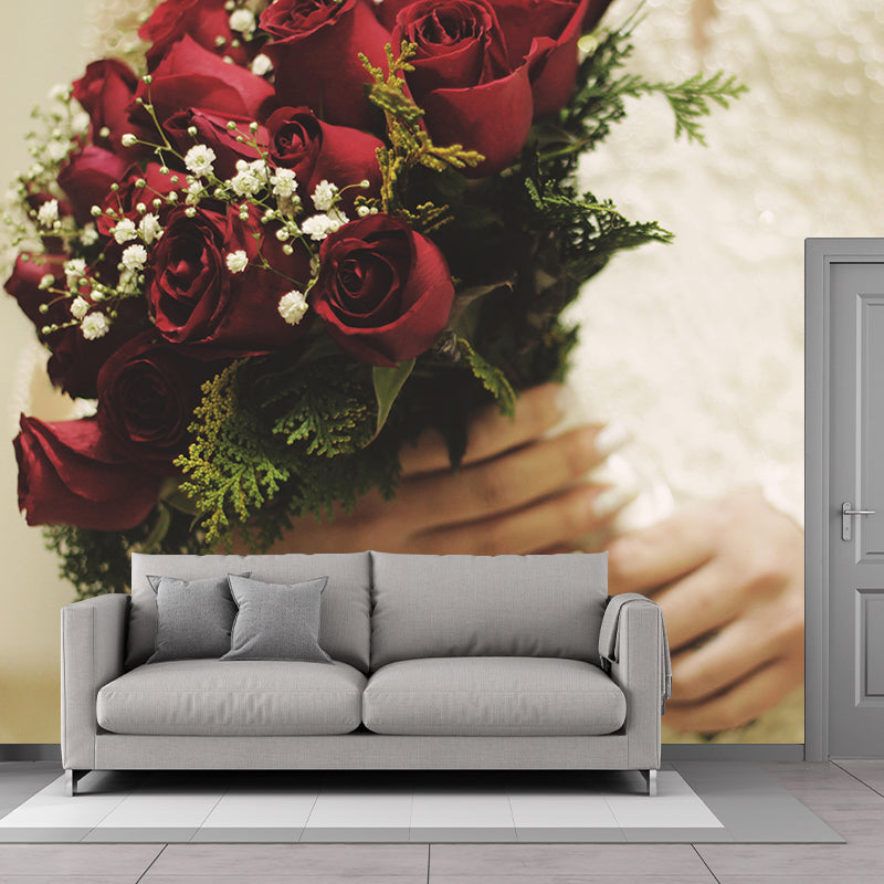 Customized Holding Flowers Mural Decal Eco-friendly Wallpaper for Living Room Wall Art