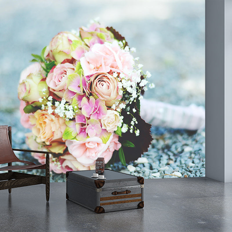 Customized Holding Flowers Mural Decal Eco-friendly Wallpaper for Living Room Wall Art