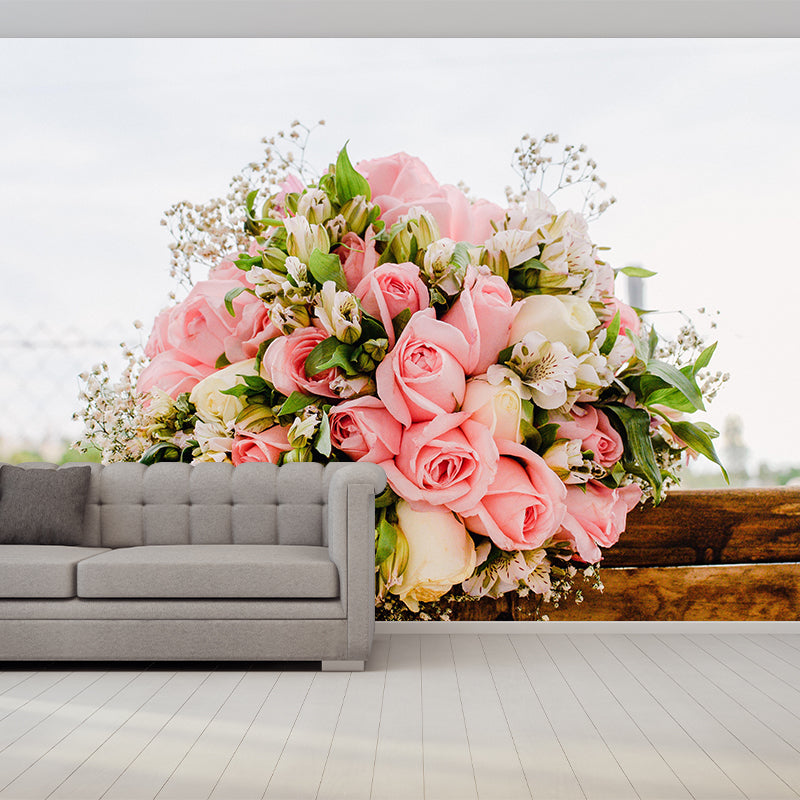 Customized Holding Flowers Mural Decal Eco-friendly Wallpaper for Living Room Wall Art