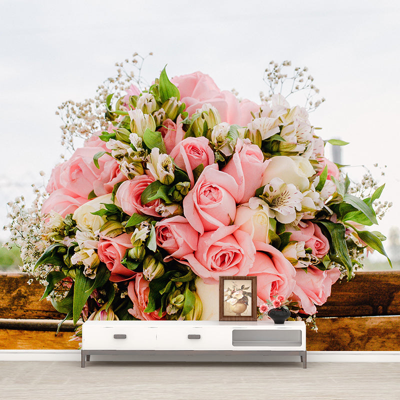 Customized Holding Flowers Mural Decal Eco-friendly Wallpaper for Living Room Wall Art