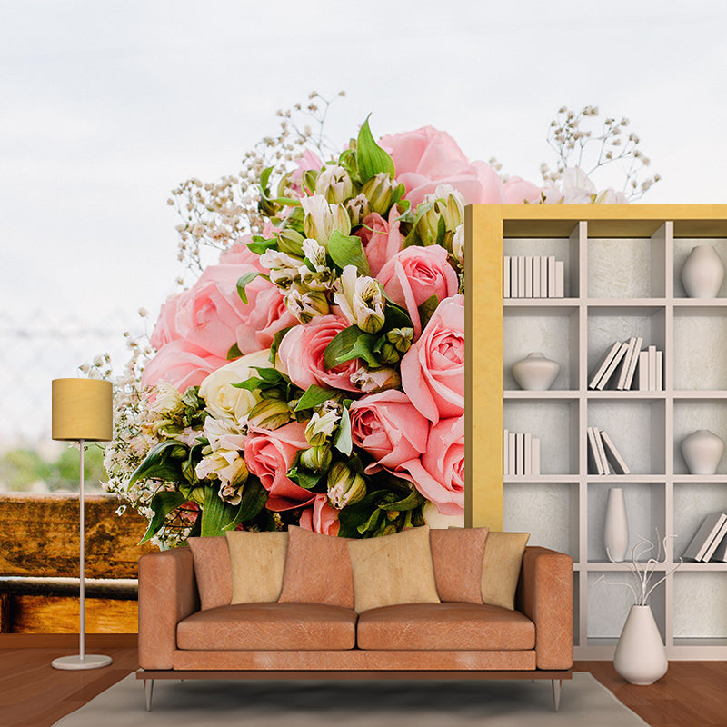 Customized Holding Flowers Mural Decal Eco-friendly Wallpaper for Living Room Wall Art