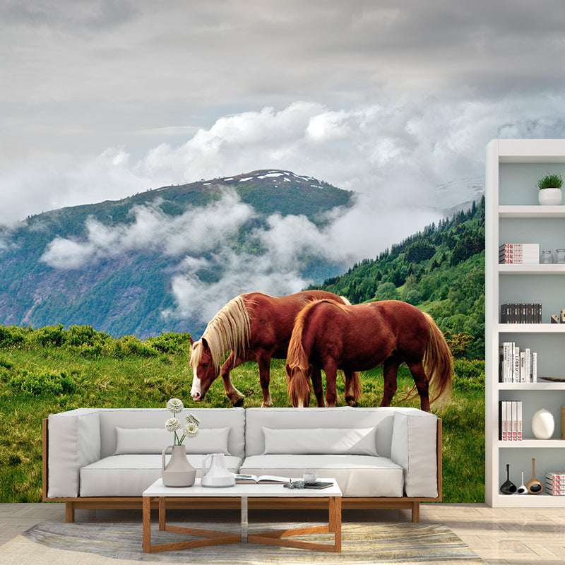 Photography Horses Mural Wall Decor Mildew Resistant Living Room Wall Mural for Decoration