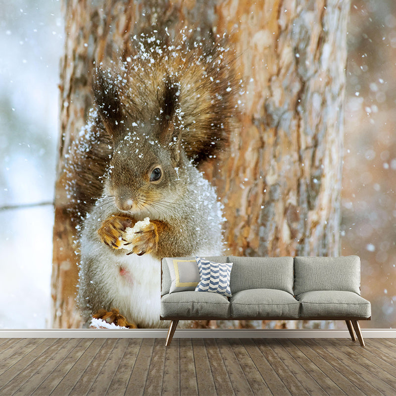 Lovely Squirrel Wallpaper Mural Decal Customized Modern Wall Covering for Bedroom