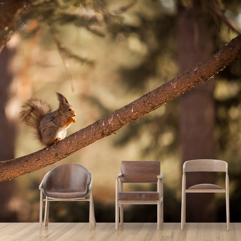 Lovely Squirrel Wallpaper Mural Decal Customized Modern Wall Covering for Bedroom