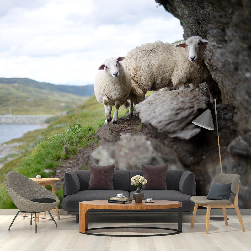 Customized Docile Sheep Mural Decal Eco-friendly Wallpaper for Living Room Wall Art