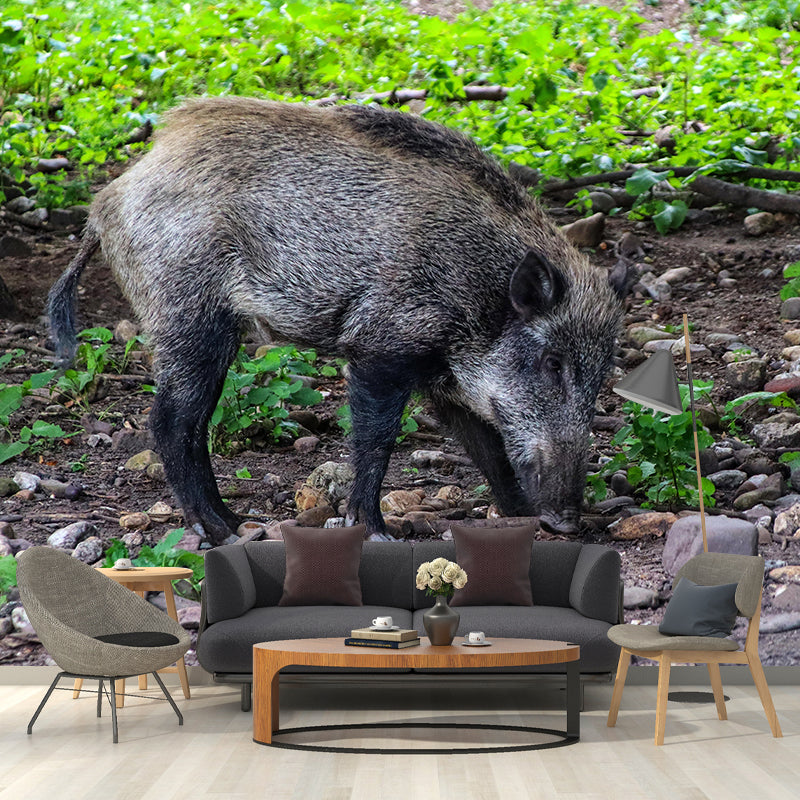 Photography Wild-Boar Mural Wall Decor Mildew Resistant Living Room Wall Mural for Decoration