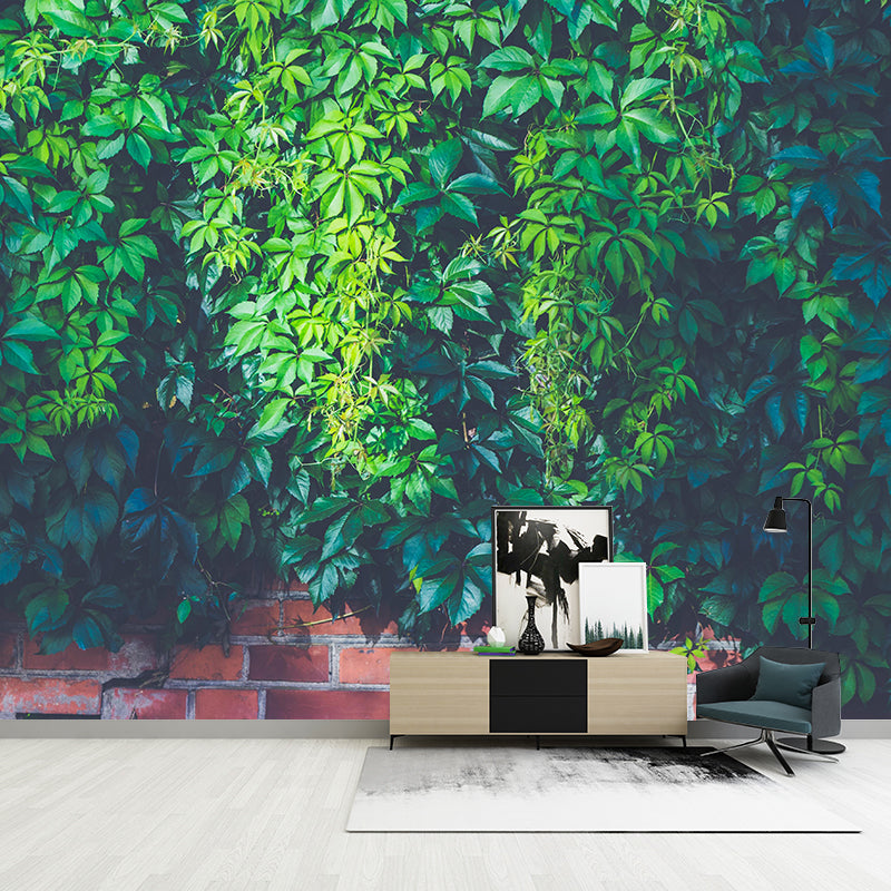 Customized Modern Grapevine Mural Wallpaper Green Plants Mildew Resistant