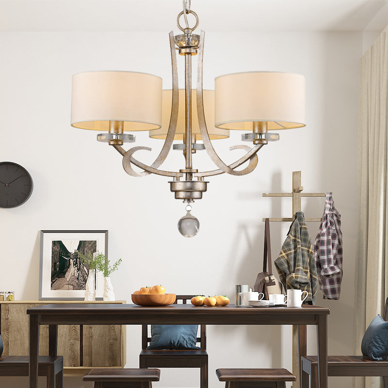 3 lampadario classico di tamburi classico di luce a sospensione leggera in bianco per camera da letto con cristallo