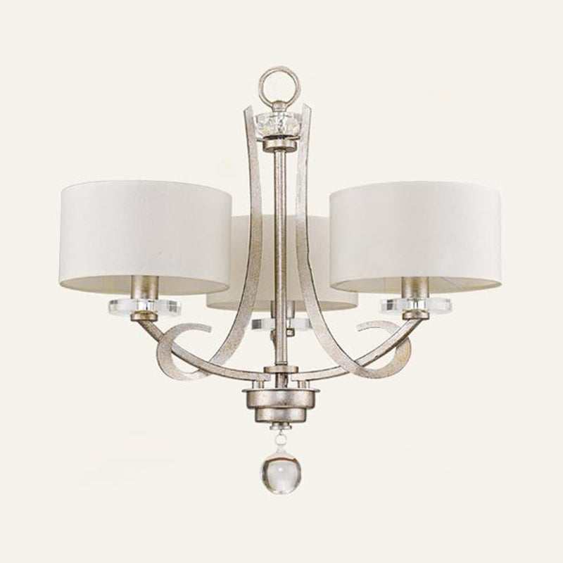 3 lampadario classico di tamburi classico di luce a sospensione leggera in bianco per camera da letto con cristallo