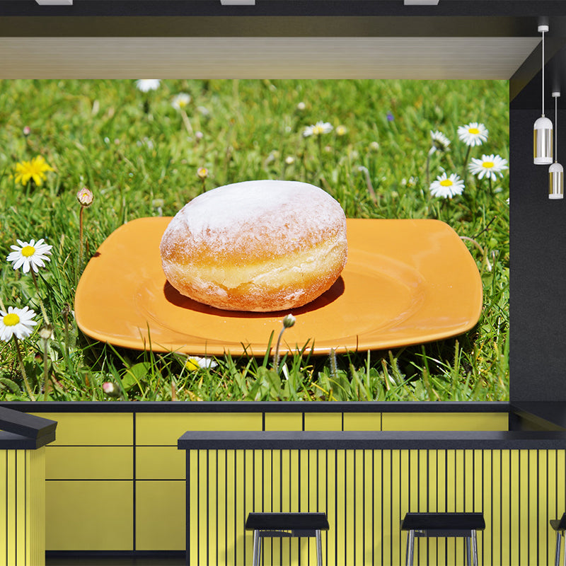 Customized Dessert Food Mural Donut Painting Wallpaper Commerce Shop Mildew Resistant