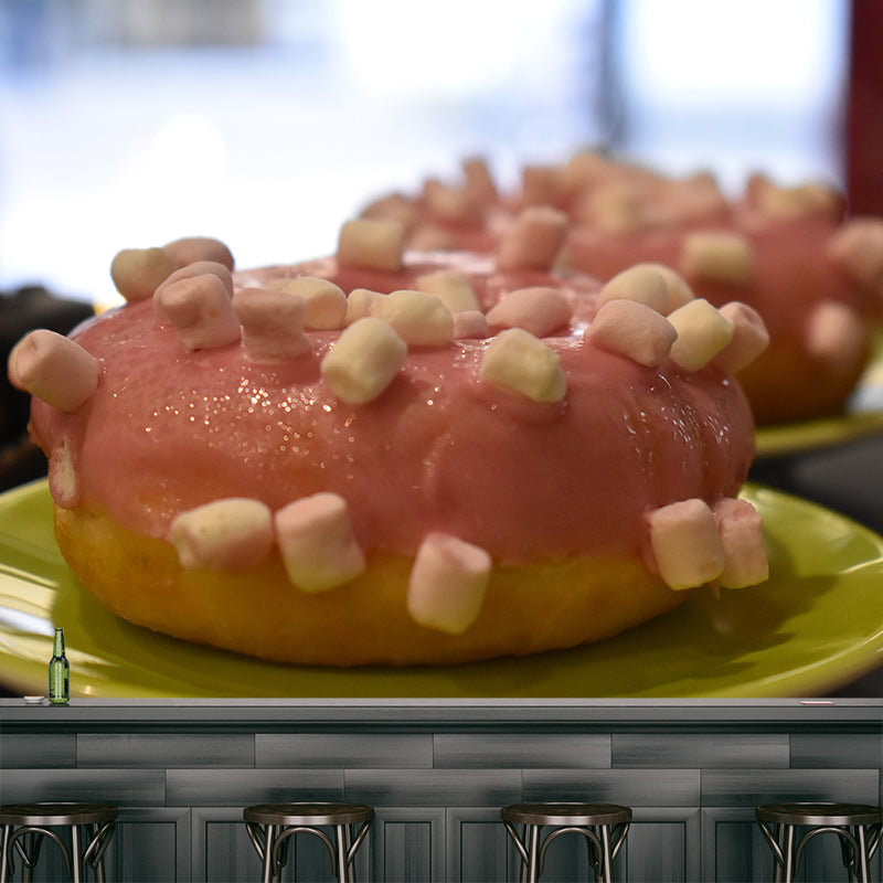 Soft Color Dessert Painting Mural Decal Modern Commercial Use Donut Pattern Wall Covering