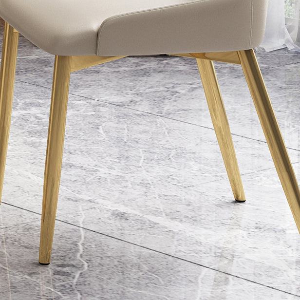 Modern Style Sintered Stone Dining Room Set with White Rectangle Shape Table and Gold Trestle Base