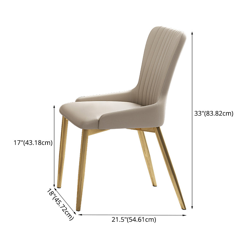 Modern Style Sintered Stone Dining Room Set with White Rectangle Shape Table and Gold Trestle Base