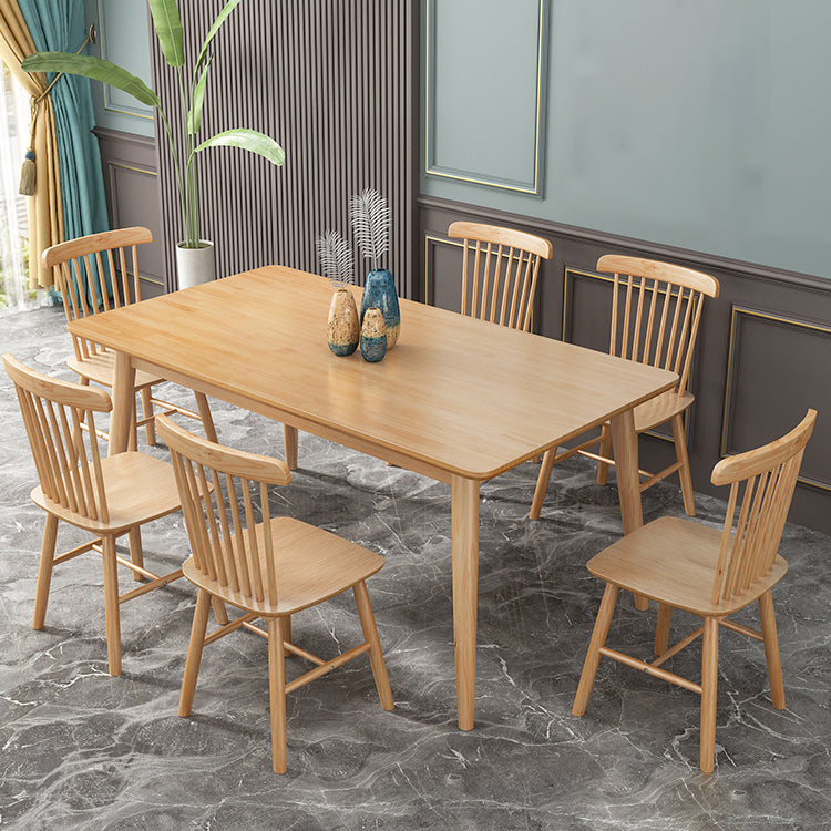 Modern Style Solid Wood Dining Room Set with Rectangle Shape Table and 4 Legs Base for Home Use