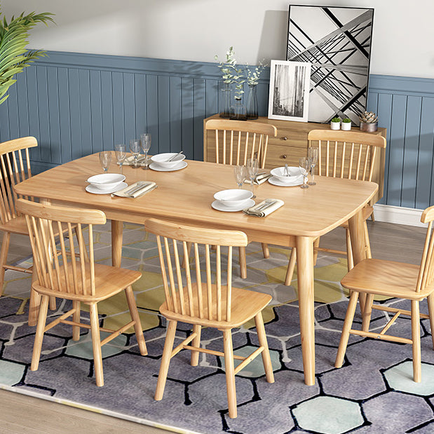 Modern Style Solid Wood Dining Room Set with Rectangle Shape Table and 4 Legs Base for Home Use