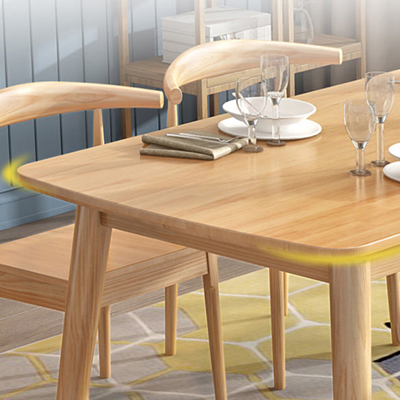 Modern Style Solid Wood Dining Room Set with Rectangle Shape Table and 4 Legs Base for Home Use