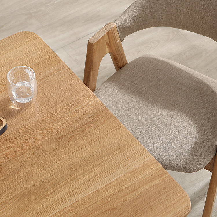 Modern Style Solid Wood Dining Set with Rectangle Shape Table and Double Pedestal Base