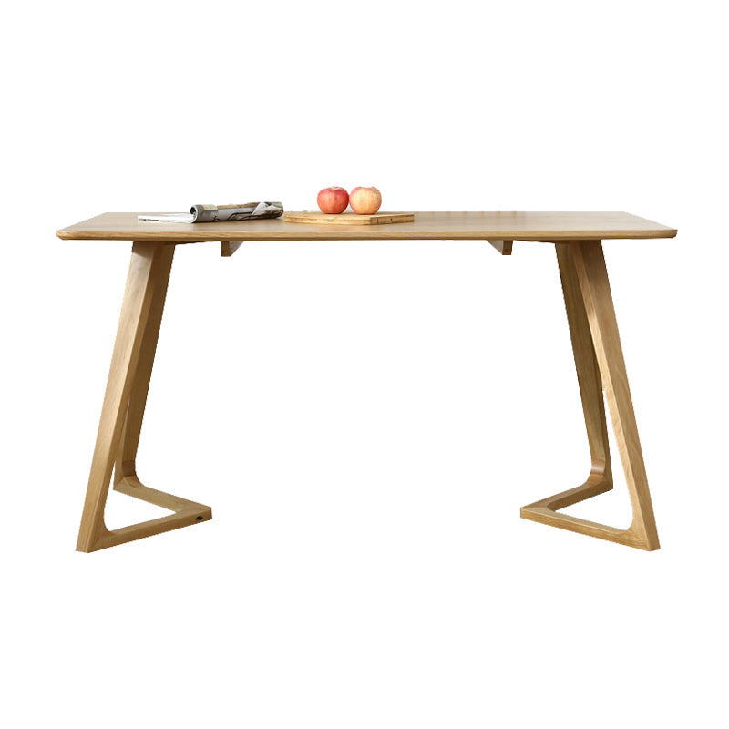 Modern Style Solid Wood Dining Set with Rectangle Shape Table and Double Pedestal Base