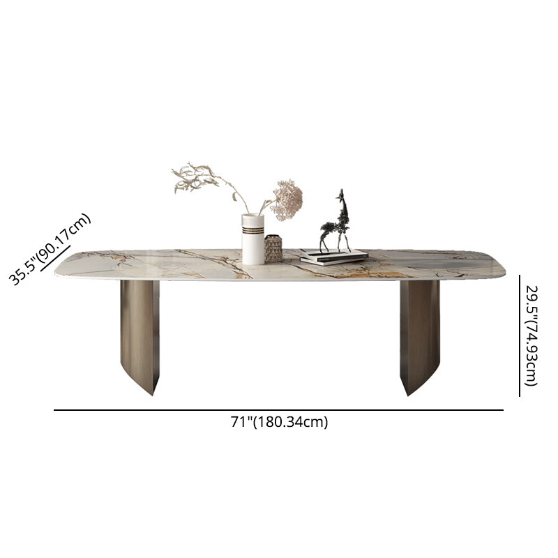 Minimalist Sintered Stone Rectangle Dining Set White Standard Dining Set for Kitchen