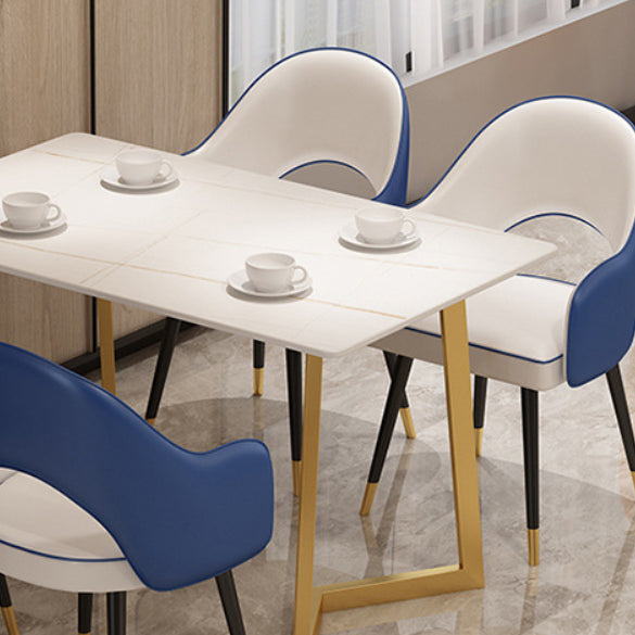 Modern Standard White Dining Set Sintered Stone Rectangle Shape Dining Set for Kitchen